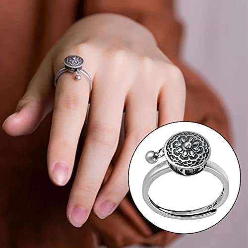 F Fityle 2xFashion Rotativo Anillo Mantra de Seis Caracteres Anillos de Joyería de Tamaño Variable Regalos