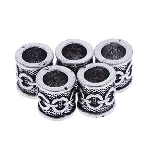 F Fityle 5 Piezas Vikingos Nórdicos Abalorios Celtas Encanto Barbas de Plata Antigua, Pelo, Joyería