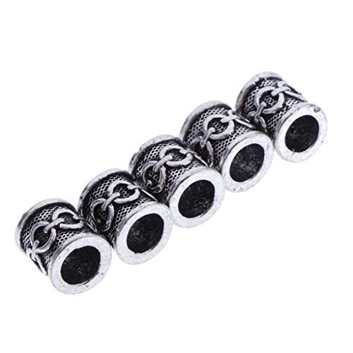 F Fityle 5 Piezas Vikingos Nórdicos Abalorios Celtas Encanto Barbas de Plata Antigua, Pelo, Joyería