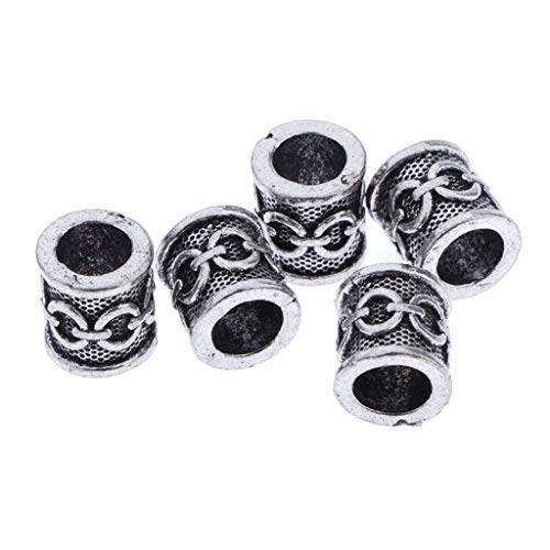 F Fityle 5 Piezas Vikingos Nórdicos Abalorios Celtas Encanto Barbas de Plata Antigua, Pelo, Joyería