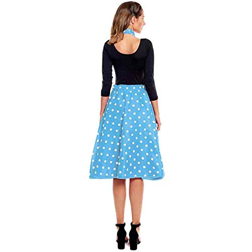 Falda Cincuentera Retro Lunares Mujer Azul Disfraz Década 50's