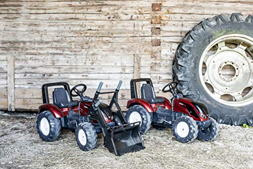 FALK – Tractor con Pedales Valtra con Remolque – A Partir de 3 años – Fabricado en Francia – Volante direccional con bocina – Asiento Ajustable – 4000 AB