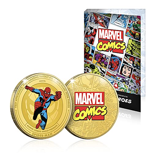 FANTASY CLUB Marvel Colección Completa Héroes Clásicos - 12 Monedas / Medallas conmemorativas acuñadas con baño en Oro 24 Quilates y coloreadas a 4 Colores - 44mm