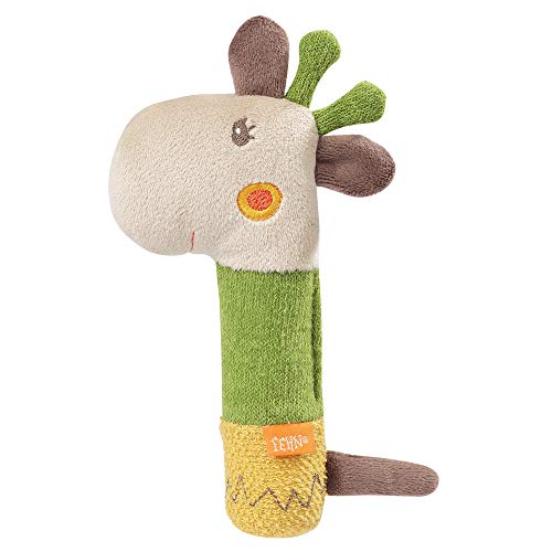 Fehn 059120 - Sonajero con forma de jirafa para sonajero, sonajero, tacto y jugar con animales de peluche suave, un fiel compañero para bebés y niños pequeños a partir de 0 meses