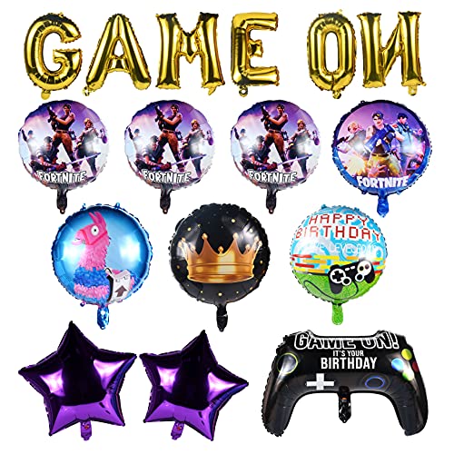 FGen 11PCS Artículos de Fiestas para Fanáticos de los Videojuegos, Decoración de la Fiesta de Videojuegos, Cumpleaños Infantil de Tema de Videojuegos Globos Adornos,Videojuegos Globos de Aluminio