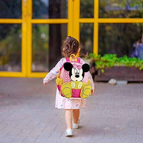 FGen Mochila Minnie,Mochila Minnie Mouse Infantil ,Mochila Infantil,Mochila de Gran Capacidad, para la Guarderia, Niña ,Niño (Rosa)