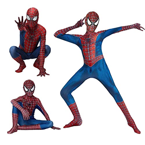 FGZIO Traje de Disfraz de Spiderman para niños Adultos, Disfraces de superhéroe para niños, niños, Mono de Licra y Spandex, Estilo 3D, Disfraces de Carnaval de Halloween (Rojo,170-180CM)