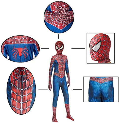 FGZIO Traje de Disfraz de Spiderman para niños Adultos, Disfraces de superhéroe para niños, niños, Mono de Licra y Spandex, Estilo 3D, Disfraces de Carnaval de Halloween (Rojo,170-180CM)