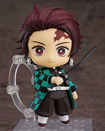 Figura de juego de anime de Japón, Demon Slayer Tanjiro Q Versión clásica Nendoroid Look Ghost Killing Team Colección Adornos Versión Acción Muñeca de PVC Modelo Juguete (10 cm)