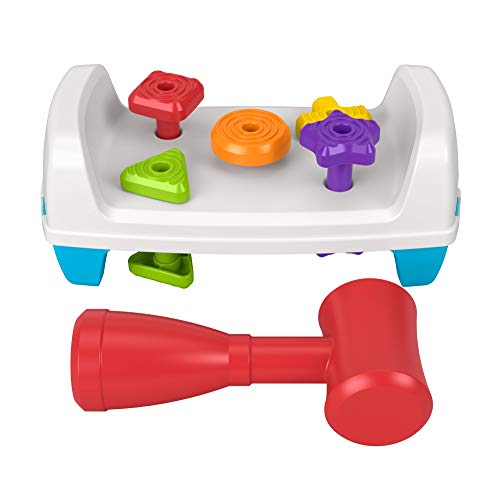 Fisher Price - Mesita de Actividades, Formas y Martillito, Juguete para Bebés + 12 Meses (Mattel GJW05)