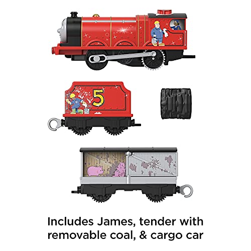 Fisher-Price Thomas & Friends Talking James - UK English Edition, Tren de Juguete motorizado con Pilas con Frases y Sonidos de Personajes