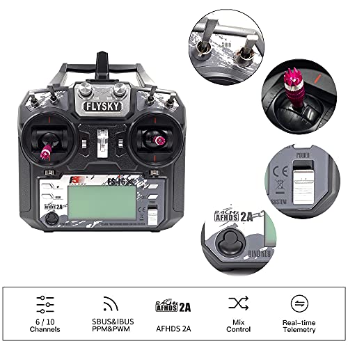 Flysky FS-i6X - Mando a distancia (10 canales, 2,4 GHz, AFHDS, 2 A, mando a distancia con FS-iA10B, receptor para control remoto Airplane Modo 2)