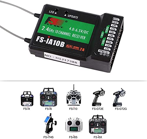 Flysky FS-i6X Transmisor (10CH, 2.4GHz, AFHDS 2A) RC Transmitter con Flysky Ia10B Receptor for FPV Racing RC Drone Quadcopter by LITEBEE (Mode-2 Left Hand Throttle)