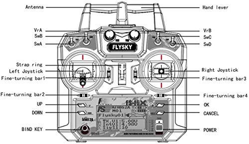 Flysky FS-i6X Transmisor (10CH, 2.4GHz, AFHDS 2A) RC Transmitter con Flysky Ia10B Receptor for FPV Racing RC Drone Quadcopter by LITEBEE (Mode-2 Left Hand Throttle)