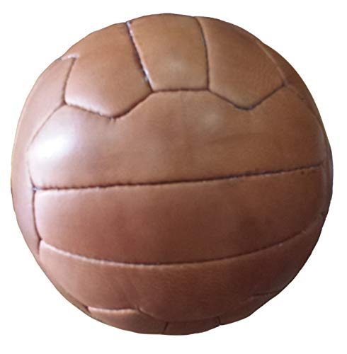FNine Pelota de fútbol vintage, de cuero antiguo (marrón claro)