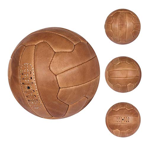 FNine Pelota de fútbol vintage, de cuero antiguo (marrón claro)