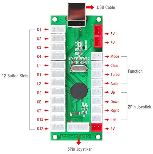 Fosiya 2 Jugador Arcade Joystick LED Chrome Botones de Arranque para PC MAME Frambuesa Pi Video Juegos Arcade Gabinete de Piezas (Azul Verde)