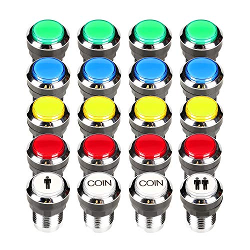 Fosiya 2 Jugador Arcade Joystick LED Chrome Botones de Arranque para PC MAME Frambuesa Pi Video Juegos Arcade Gabinete de Piezas (Azul Verde)