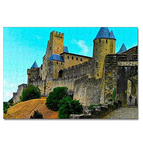 Francia Carcassonne Castle AUDE Rompecabezas para Adultos, 300 Piezas, Rompecabezas de Madera para niños, Regalo de Viaje, Recuerdo, 16.5 × 12 Pulgadas