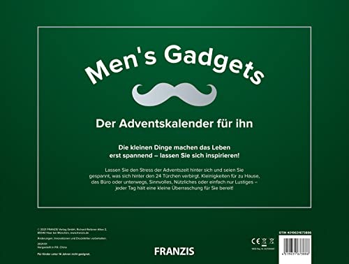 FRANZIS 67388 Men's Gadget - Calendario de Adviento para él, 24 sorpresas para los chicos de verdad