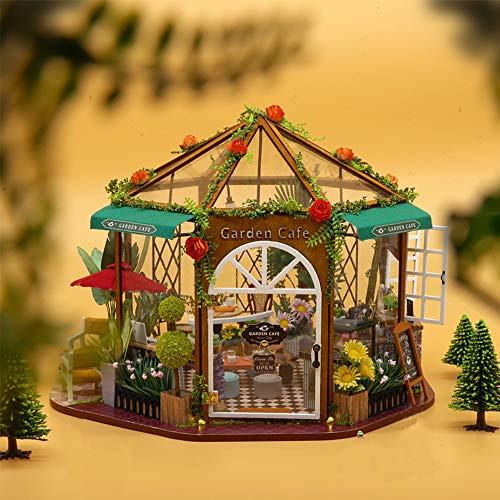 Fsolis Casa de Muñecas en Miniatura de Bricolaje con Muebles, Casa en Miniatura de Madera 3D con Cubierta Antipolvo, Kit de Regalo Creativo de Casas para Muñecas GD01