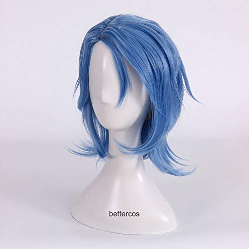 FYBHD Peluca de Cosplay Corazones del Reino III Aqua Cosplay Wig Corte Azul STYLELED Pelo SINTÉTICO Pelo DE Pelo DE Pelo + Cape DE Pelo para la Fiesta