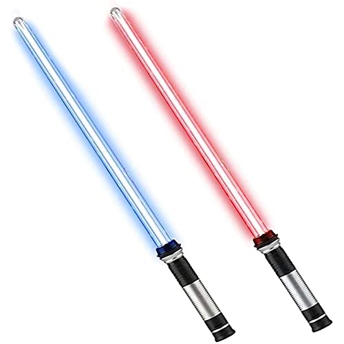 FYHCY 2 uds Espada de Sable de luz de Doble Cara, Espada telescópica de Juguete LED 2 en 1, Juguetes de Sable de luz para niños Star Wars Espada Skywalker Juguete de Sonido y luz