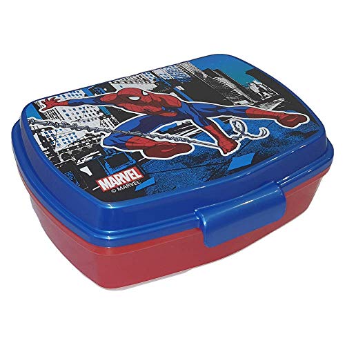 Generico Spiderman - Juego de cantimplora + portamerienda Marvel de plástico BPA Free 400 ml - Spiderman 21/2 unidades