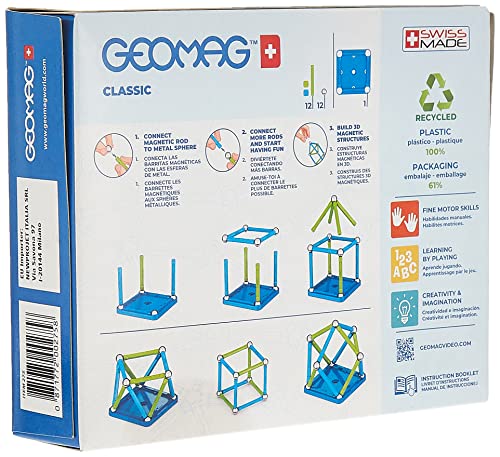 Geomag Color, Juego de Bloques de Construcción Magnéticos para Niños, Juguete Magnético, Colección Verde de Plástico 100% Reciclado, 25 piezas (275)