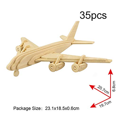 Georgie Porgy Modelos de Animales de Madera en 3D, Kit de Construcción de Artesanía en Madera de Rompecabezas ños de Edad para Niños de 5+ (3 Piezas) (Aviones Tranvía Bote Salvavidas)