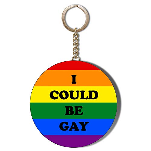 Gift Insanity Llavero con abrebotellas de 58 mm, texto en inglés "I POULD BE GAY - PRIDE BACKGROUND