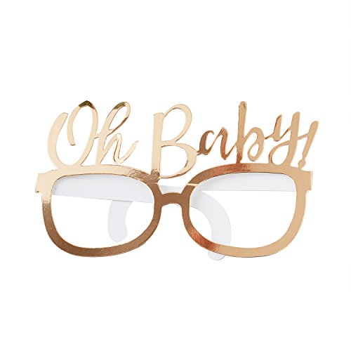 Ginger Ray Party Paquete de 8, color dorado, Oh Baby Funglasses 8pk (OB-123)