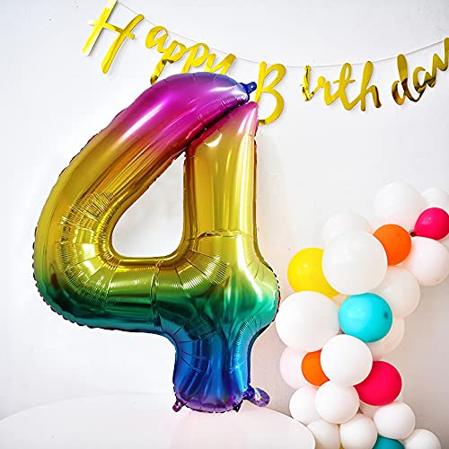 Globos Numeros 24 Años, xxxl 100cm Number Helio Inflados Globo Elio Número 24 Colores Arcoiris Oro para Hombre Mujer Chico, Globo Inflable Gigantes Grandes Decoración Fiesta de Aniversario Cumpleaños