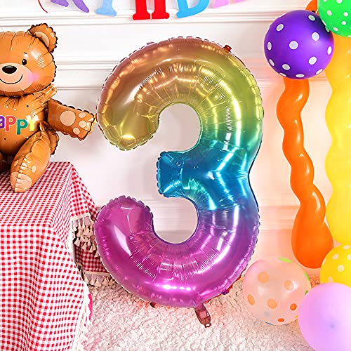 Globos Numeros 35 Años, xxxl 100cm Number Helio Inflados Globo Elio Número 35 Colores Arcoiris para Hombre Mujer Chica, Rainbow Inflable Gigantes Grandes Decoración Fiesta de Aniversario Cumpleaños