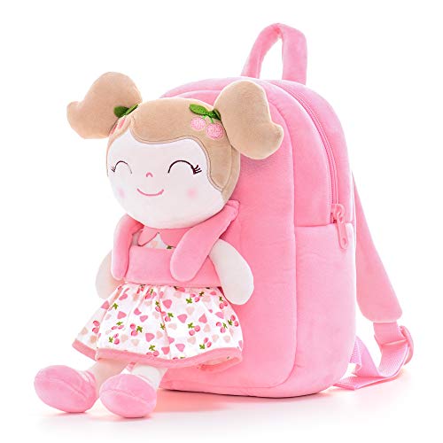 Gloveleya Mochila para niños pequeños Regalos para bebés Mochilas para niños con muñeca cereza Muchacha Rosa Mayores de 2 años