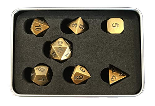 God Player - Metal Dice Set for Role Play Games - Antique Bronze Color - Ideal for Dungeon & Dragons D&D DED Pathfinder Cthulhu Dragonlance