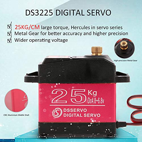 Goolsky DSSERVO DS3225 Digital Servo 25KG Metal Gear High Torque Impermeable para RC Traxxas HSP Coche Barco Helicóptero Robot Avión