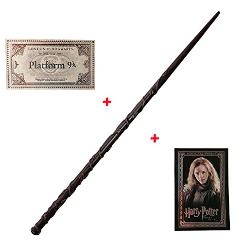 GPRODOTTI Varita mágica de Hermione Granger con tarjeta y tarjeta para el tren 9 3/4 Gadget Harry Potter