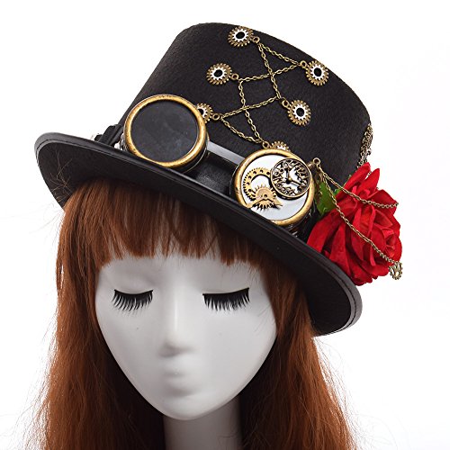 GRACEART Steampunk hacia Parte Superior Sombreros con Google (Varios Estilos)