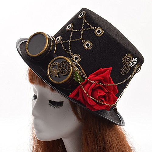 GRACEART Steampunk hacia Parte Superior Sombreros con Google (Varios Estilos)