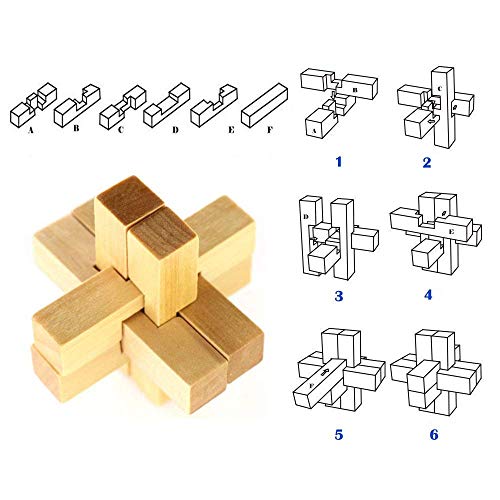 Gracelaza 4 Piezas Juguetes Rompecabezas de Madera Set - IQ Juguete Educativo - 3D Brain Teaser Puzzle de Madera - Juego Niños y Adolescentes