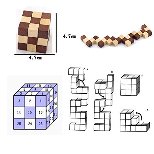 Gracelaza 4 Piezas Juguetes Rompecabezas de Madera Set - IQ Juguete Educativo - 3D Brain Teaser Puzzle de Madera - Juego Niños y Adolescentes