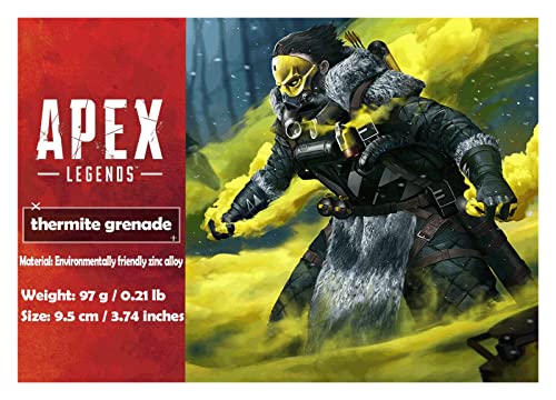 GYP Apex Legend Thermite Grenade, Apex Thermite Grenade Modelo de Metal, Figura de acción Colección de Juegos de Juguete Suministros para Fiestas Decoración de Escritorio Mochila Colgante