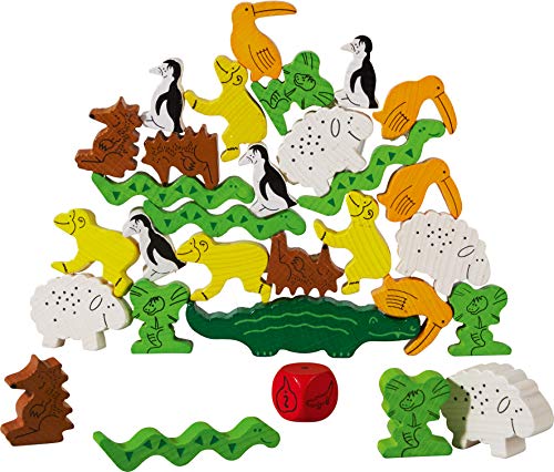 Haba ESP (3409), Juego de apilamiento para 2-4 Jugadores a Partir de 4 años, con Figuras de Animales de Madera, también se Puede Jugar en Solitario + Rhino Hero-ESP Juego de apilar(302273)