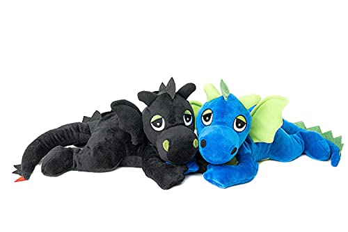 Habibi Plush Classic – 1862 Dragón de la suerte negro relleno de semillas de mijo para calentar en microondas y horno