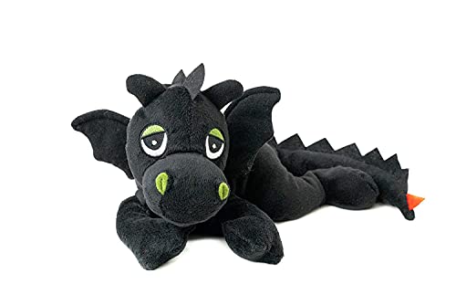 Habibi Plush Classic – 1862 Dragón de la suerte negro relleno de semillas de mijo para calentar en microondas y horno