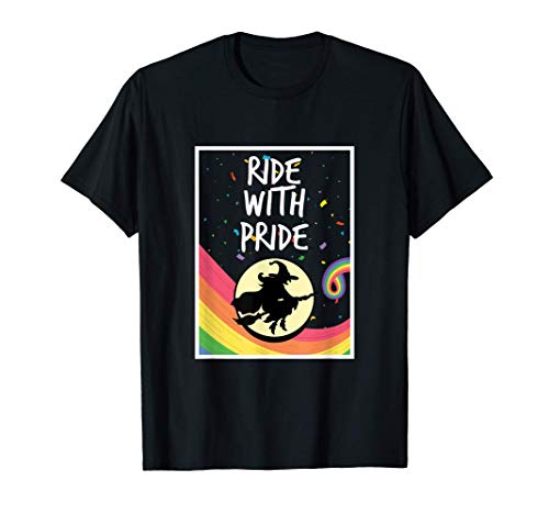 Halloween Gay Pride Bruja - Bandera de arco iris Lesbiana Camiseta