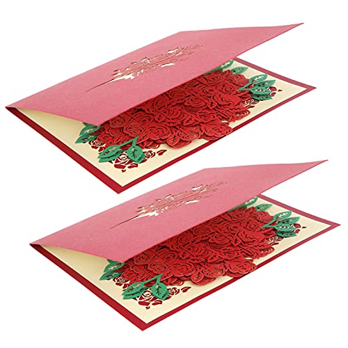 Hapivida Paquete de 2 Tarjetas de Felicitación 3D Tarjeta de Invitación Emergente Tarjeta de Corte de Papel de áRbol Rojo con sobre para El Aniversario de Boda del Día de San Valentín