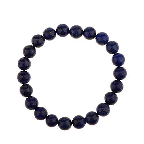 Harilla Pulsera de Abalorios con Cuentas de Piedras Preciosas Redondas de Piedra Lapislázuli Natural para Hombre