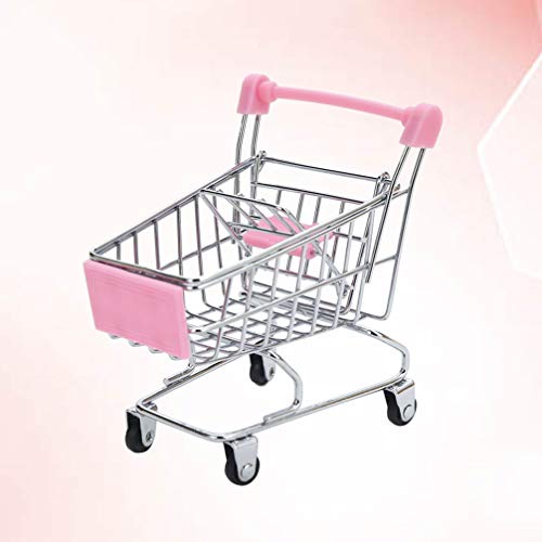 HEALLILY Mini carrito de mano de supermercado Carros de la compra de juguete de modo carro utilitario de almacenamiento de escritorio titular de juguete accesorio de escritorio para niños